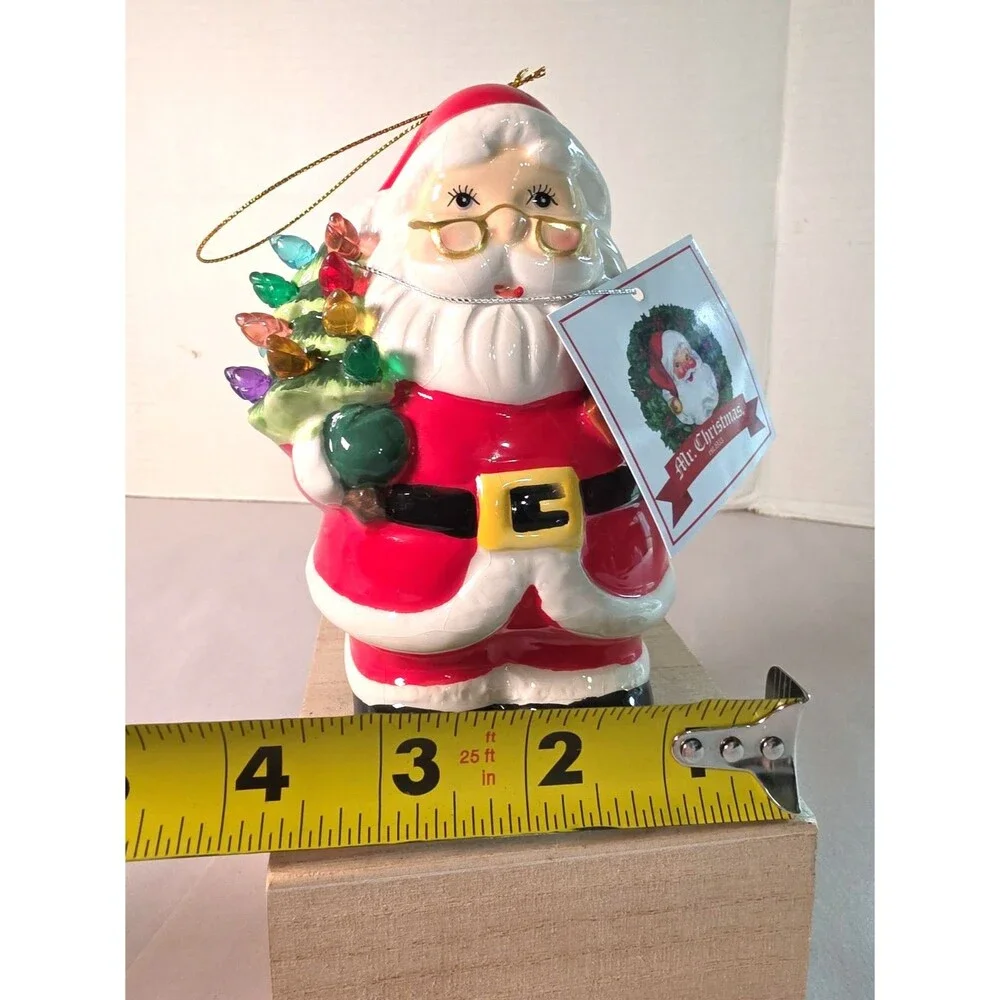 New Mr. Christmas Santa Figure Ornament Ceramic Light Up Tree Follow the Magic